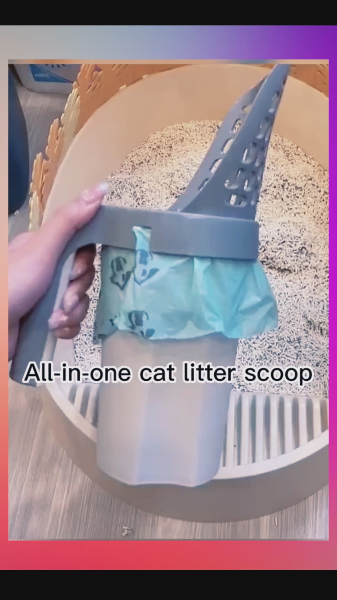 2-in-1 Kattenbakschep met geïntegreerde afvalzakjes
